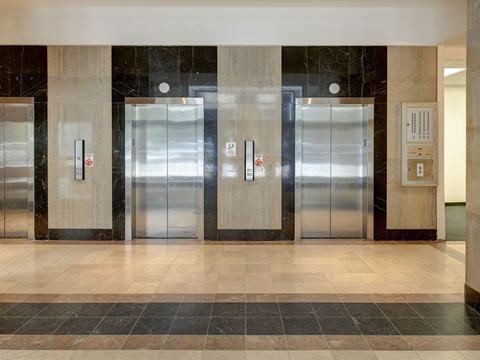 Marble and brass elevator lobby